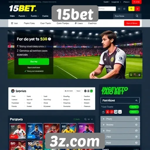 Interface do site 15bet é fácil de usar